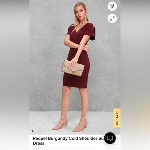 NWOT Lulus Burgundy Cold Shoulder Dress